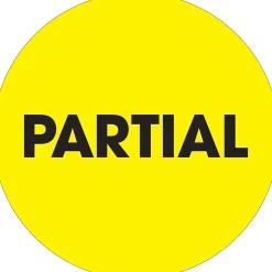 Tape Logic 2" Circle "Partial" Inventory Label, Fluorescent Yellow, 500/Roll