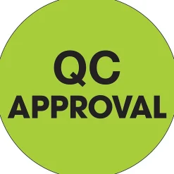 Tape Logic 1" Circle "QC Approval" Label, Fluorescent Green, 500/Roll