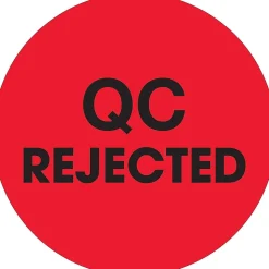 Tape Logic 2" Circle "QC Rejected" Label, Fluorescent Red, 500/Roll