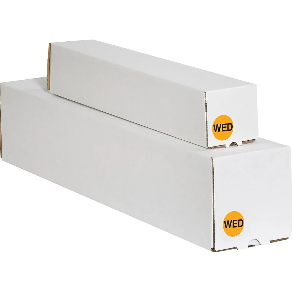 Tape Logic 1" Circle "WED" Days of the Week Label, Fluorescent Orange, 500/Roll