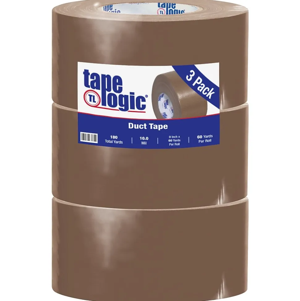 Tape Logic™ 10 mil Duct Tape, 3" x 60 yds, Brown, 3/Carton