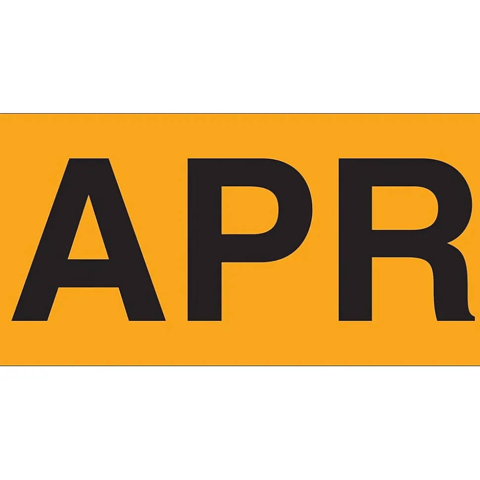 Tape Logic 3" x 2" Rectangle "APR" Months of the Year Label, Fluorescent Orange, 500/Roll