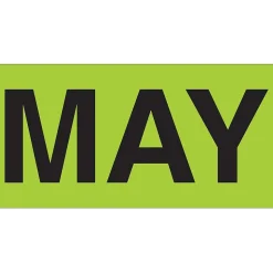 Tape Logic 3" x 2" Rectangle "MAY" Months of the Year Label, Fluorescent Green, 500/Roll