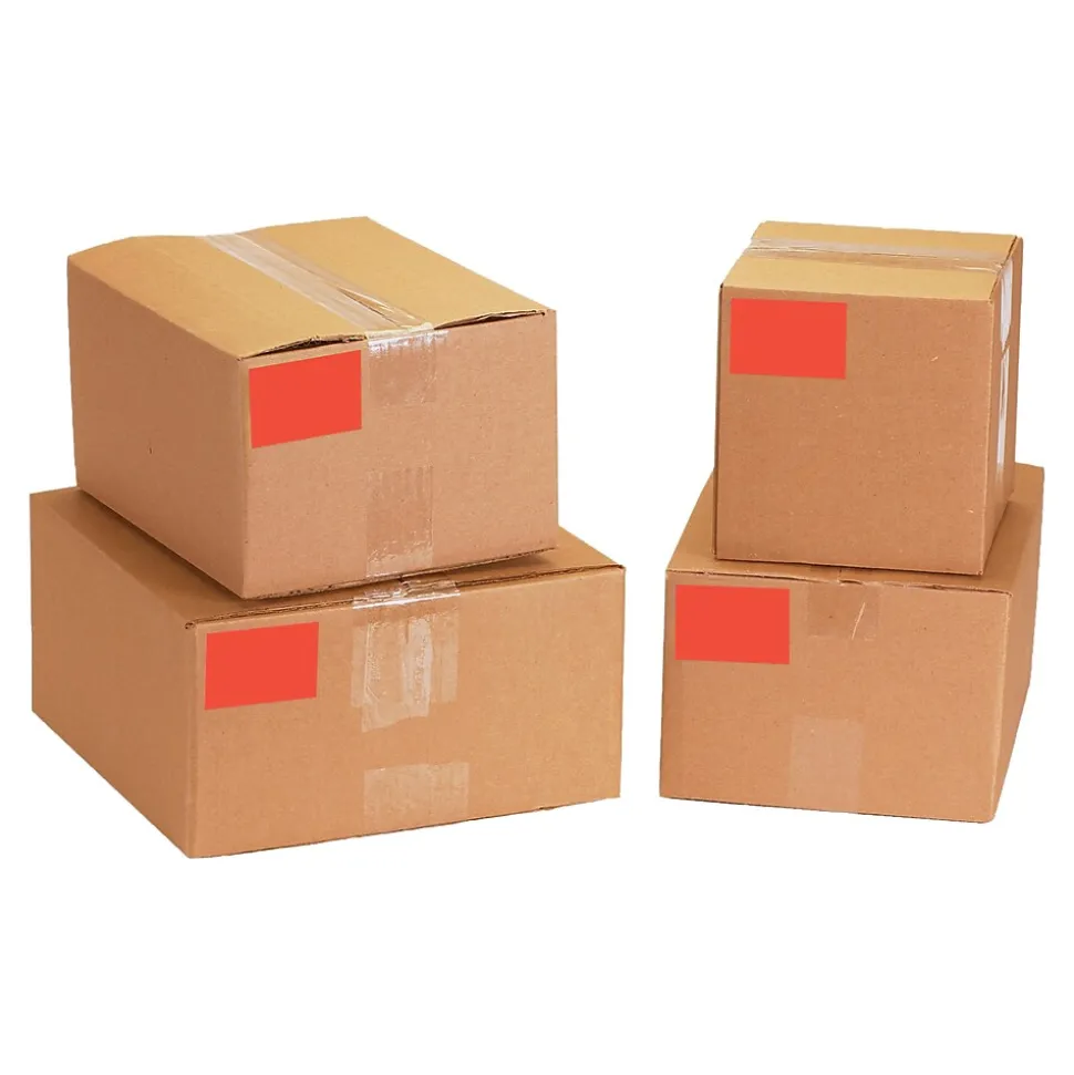 Tape Logic 4" x 3" Rectangle Inventory Label, Fluorescent Red, 500/Roll