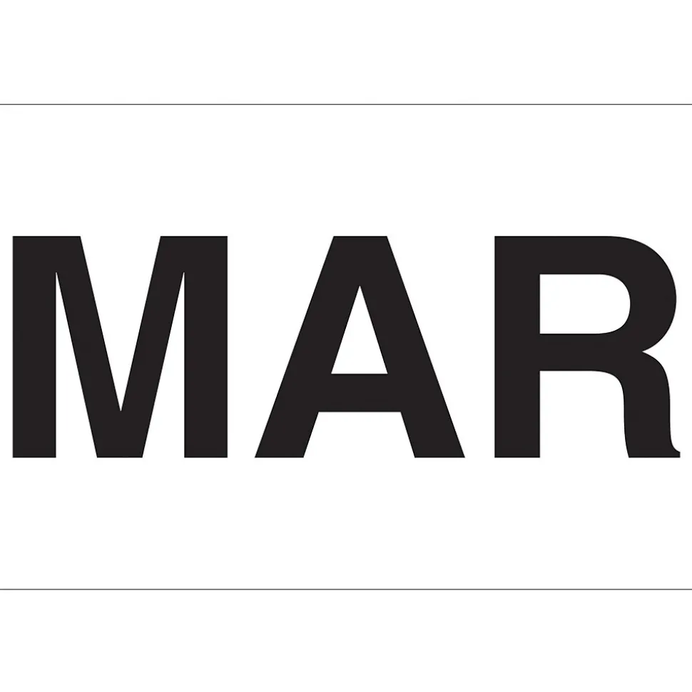 Tape Logic 3" x 2" Rectangle "MAR" Months of the Year Label, White, 500/Roll