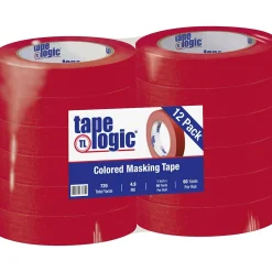 Tape Logic™ 1" x 60 Yards Masking Tape, Red, 12 Rolls (T93500312PKR)