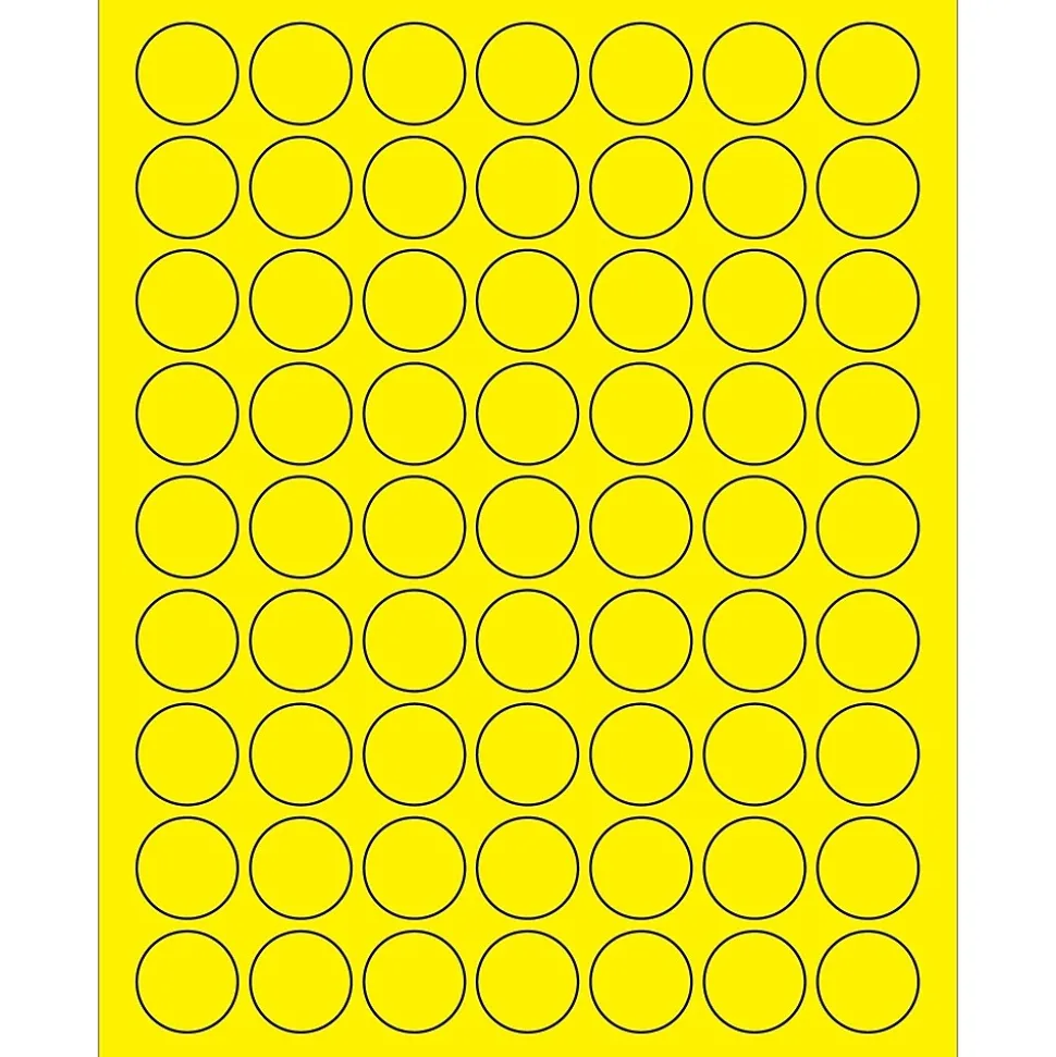 Tape Logic Circle Laser Labels, 1", Fluorescent Yellow, 6300/Case (LL191YE)