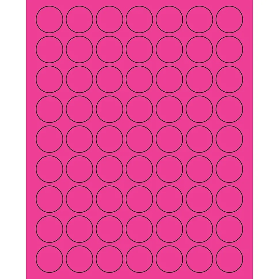 Tape Logic® Circle Laser Labels, 1", Fluorescent Pink, 6300/Case (LL191PK)