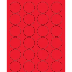 Tape Logic® Circle Laser Labels, 1 5/8", Fluorescent Red, 2400/Case (LL193RD)