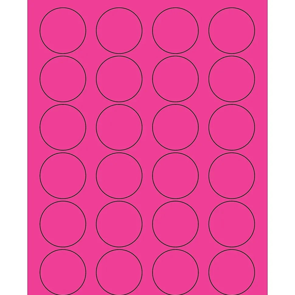 Tape Logic® Circle Laser Labels, 1 5/8", Fluorescent Pink, 2400/Case (LL193PK)