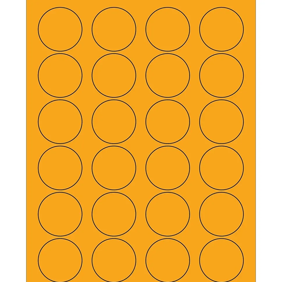 Tape Logic® Circle Laser Labels, 1 5/8", Fluorescent Orange, 2400/Case (LL193OR)