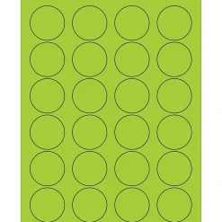Tape Logic® Circle Laser Labels, 1 5/8", Fluorescent Green, 2400/Case (LL193GN)