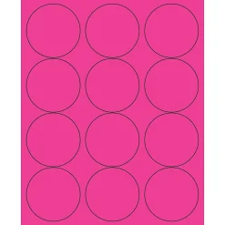 Tape Logic® Circle Laser Labels, 2 1/2", Fluorescent Pink, 1200/Case (LL194PK)