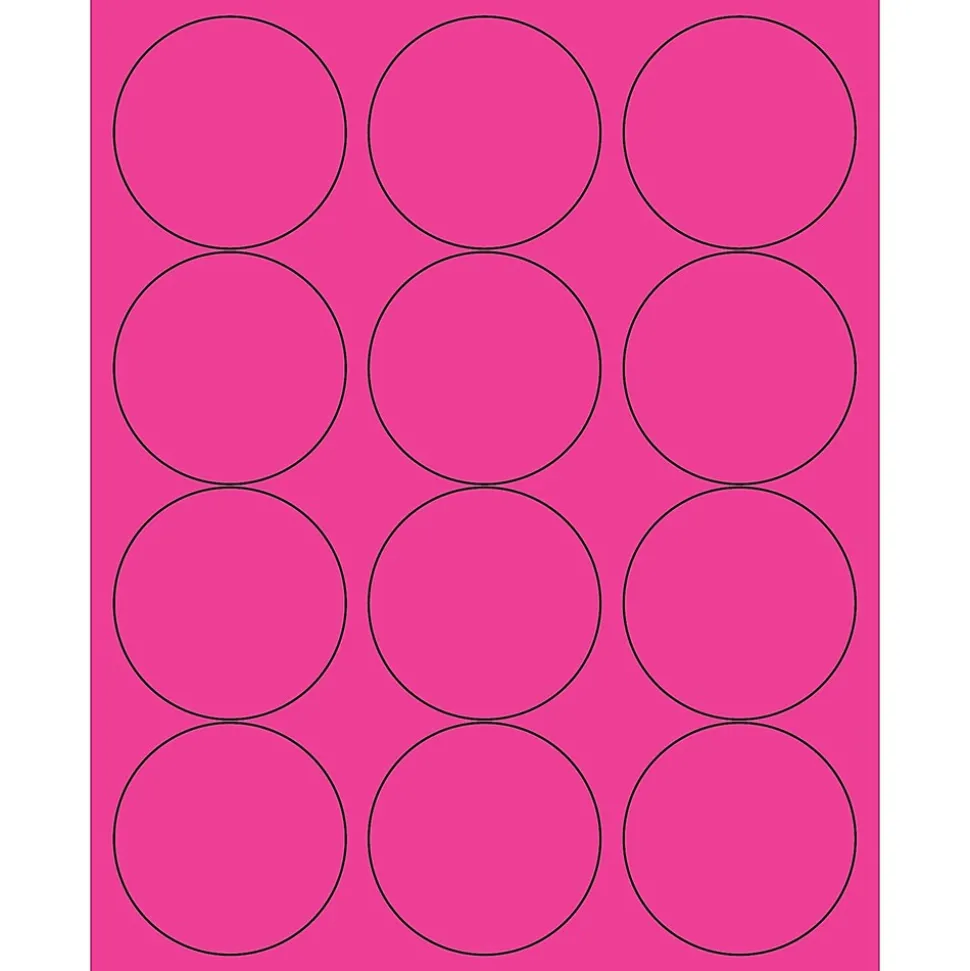 Tape Logic® Circle Laser Labels, 2 1/2", Fluorescent Pink, 1200/Case (LL194PK)