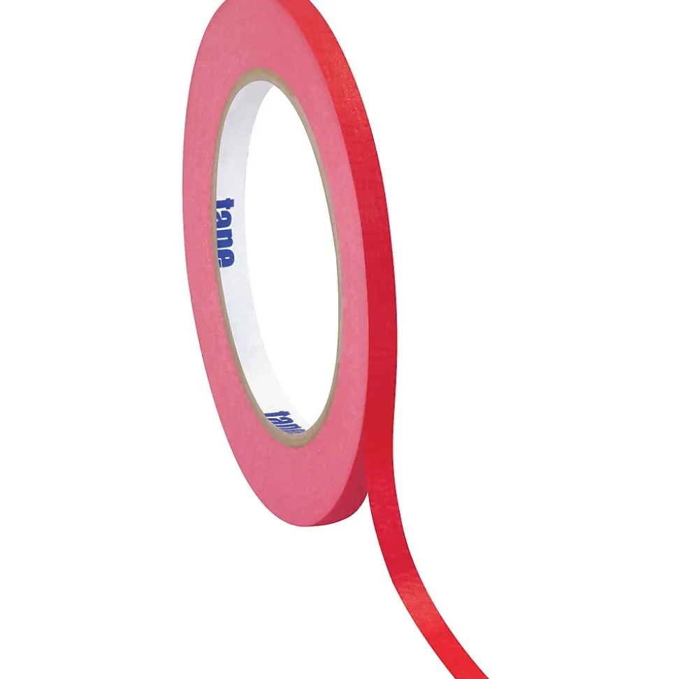 Tape Logic® Colored Masking Tape, 4.9 Mil, 1/2" x 60 yds., Red, 12/Case (T93300312PKR)