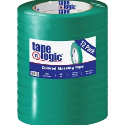 Tape Logic® Colored Masking Tape, 4.9 Mil, 1/2" x 60 yds., Dark Green, 12/Case (T93300312PKE)