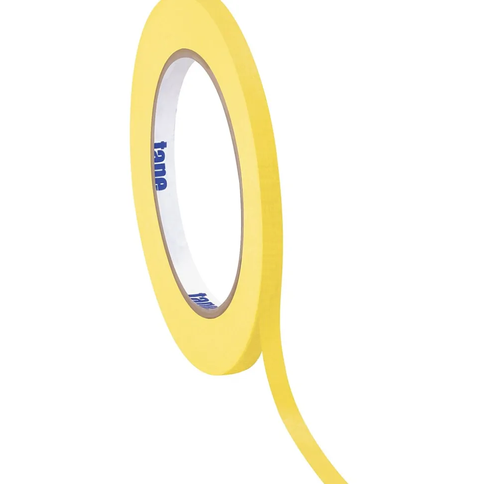 Tape Logic® Colored Masking Tape, 4.9 Mil, 1/2" x 60 yds., Yellow, 12/Case (T93300312PKY)