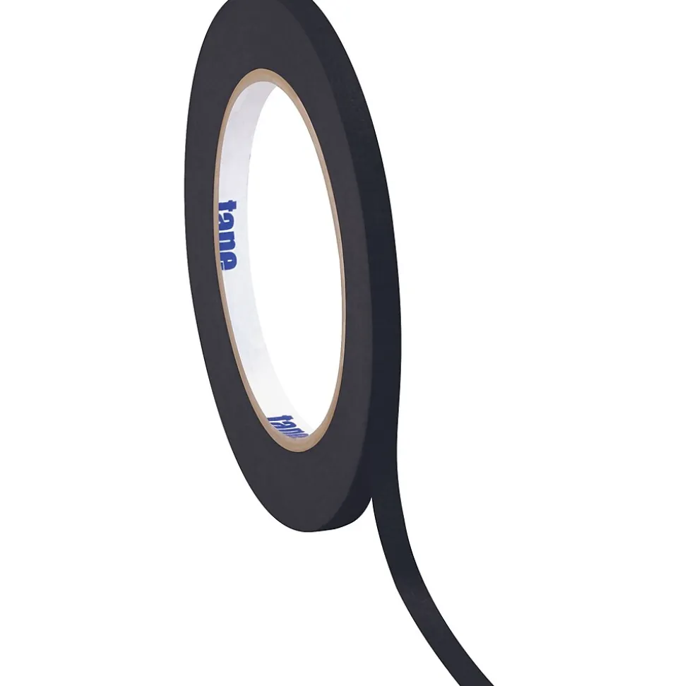 Tape Logic® Colored Masking Tape, 4.9 Mil, 1/2" x 60 yds., Black, 12/Case (T93300312PKB)