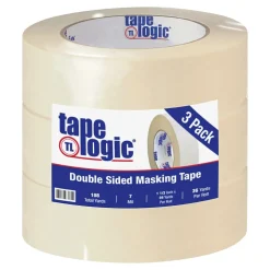 Tape Logic® Double Sided Masking Tape, 7 Mil, 1 1/2" x 36 yds., Tan, 3/Case (T9561003PK)