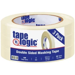 Tape Logic® Double Sided Masking Tape, 7 Mil, 3/4" x 36 yds., Tan, 3/Case (T9541003PK)