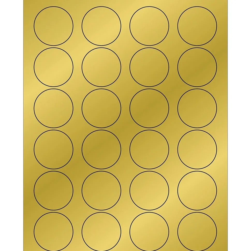 Tape Logic® Foil Circle Laser Labels, 1 5/8", Gold, 2400/Case (LL216GD)