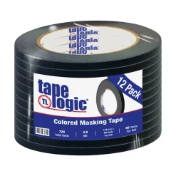 Tape Logic Masking Tape, 0.25" x 60 yds., Black, 12/Carton (T93100312PKB)