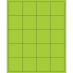 Tape Logic® Rectangle Laser Labels, 2" x 2", Fluorescent Green, 2000/Case (LL172GN)