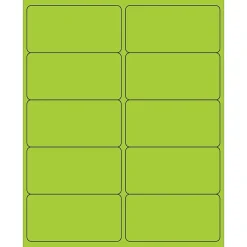 Tape Logic® Rectangle Laser Labels, 4" x 2", Fluorescent Green, 1000/Case (LL178GN)