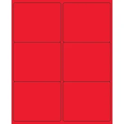 Tape Logic® Rectangle Laser Labels, 4" x 3 1/3", Fluorescent Red, 600/Case (LL180RD)