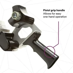 Tartan Pistol Grip 2" to 3" Handheld Packing Tape Dispenser, Black (HB903)