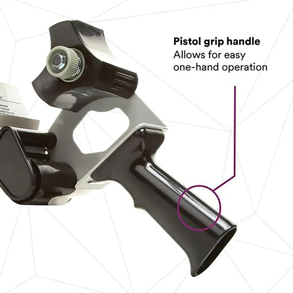 Tartan Pistol Grip 2" to 3" Handheld Packing Tape Dispenser, Black (HB903)