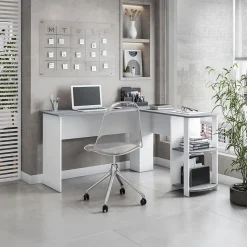 Techni Mobili 51" Mixed Materials L-Shaped Desk, Gray (RTA-8413L-GRY)