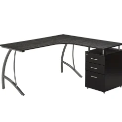 Techni Mobili Modern L-Shaped Computer Desk with File Cabinet, Espresso (RTA-4804L-ES)