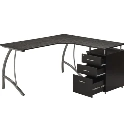 Techni Mobili Modern L-Shaped Computer Desk with File Cabinet, Espresso (RTA-4804L-ES)
