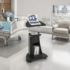 Techni Mobili 22"W Manual Adjustable Standing Laptop Cart, Black (RTA-B005-BK46)