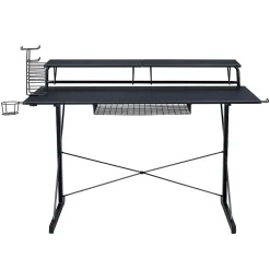 Techni Sport Carbon Computer Gaming Desk with Shelving, Black (RTA-TS200-BK)