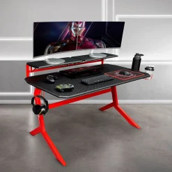 Techni Sport Stryker 50" Computer Desk, Red/Black (RTA-TS201-RED)