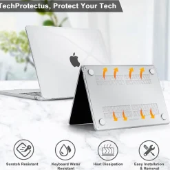 Techprotectus Hard-Shell Laptop Sleeve with Keyboard Cover, Crystal Clear, (TP-CYC-K-MA13M2)