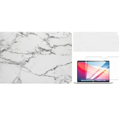 Techprotectus Laptop Case with Keyboard Cover and Screen Protector, White Marble, Plastic (TP-WM-K-MP14M1)