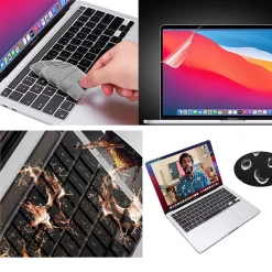 Techprotectus Laptop Case with Keyboard Cover and Screen Protector, Black, Plastic (TP-BK-K-MP13M1)