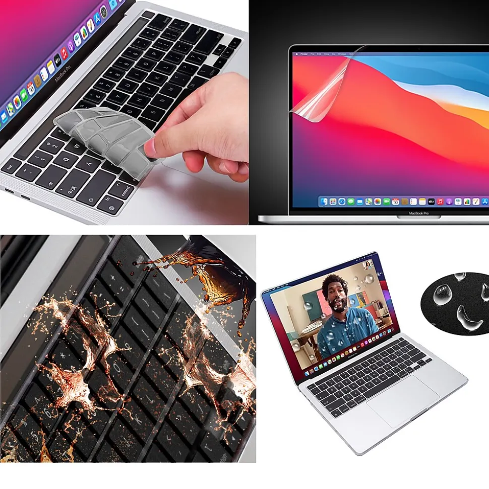 Techprotectus Laptop Case with Keyboard Cover and Screen Protector, Black, Plastic (TP-BK-K-MP14M1)