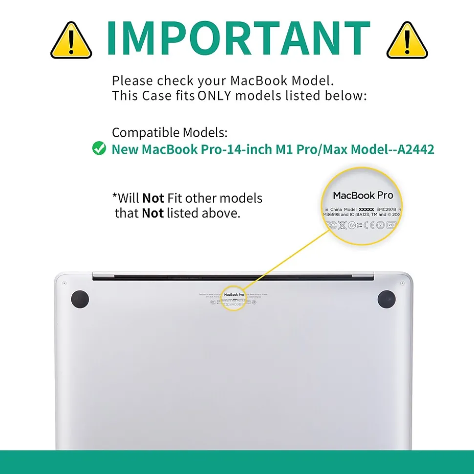 Techprotectus Laptop Case with Keyboard Cover and Screen Protector, Black, Plastic (TP-BK-K-MP14M1)