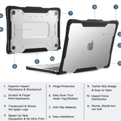 Techprotectus Rugged Laptop Sleeve with Keyboard Cover for Apple 13.6 Macbook Air 2022 M2, Clear (TP-RCL-MA13M2)