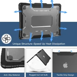 Techprotectus Rugged Laptop Sleeve with Keyboard Cover for Apple 13.6 Macbook Air 2022 M2, Black (TP-RBK-MA13M2)