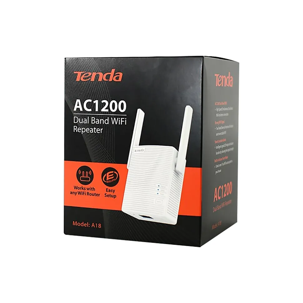 Tenda A18 Adapter AC1200 Wireless Dual Band WiFi Repeater, White