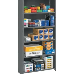 Tennsco® Closed Commercial Steel Shelving, 6-Shelf, Medium Gray, 75Hx36Wx12"D
