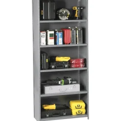 Tennsco Closed Starter 6-Shelf Shelving Unit, Supports 4,500 lb., Medium Grey, 87"H x 36"W x 12"D (TNN-QC63612SMGY)