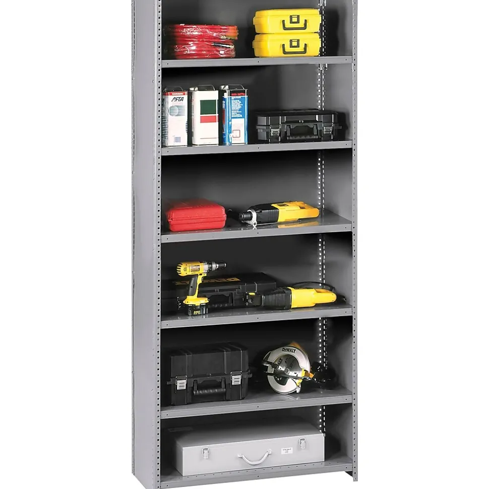 Tennsco Closed Starter 7-Shelf Shelving Unit, Supports 5,250 lb., Medium Grey, 87"H x 36"W x 24"D
