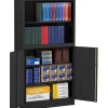 Tennsco Combination Bookcase and Cabinet, Black, 6-Shelf, 1 Closet, 72"H