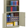 Tennsco Combination Bookcase and Cabinet, Putty, 6-Shelf, 1 Closet, 72"H